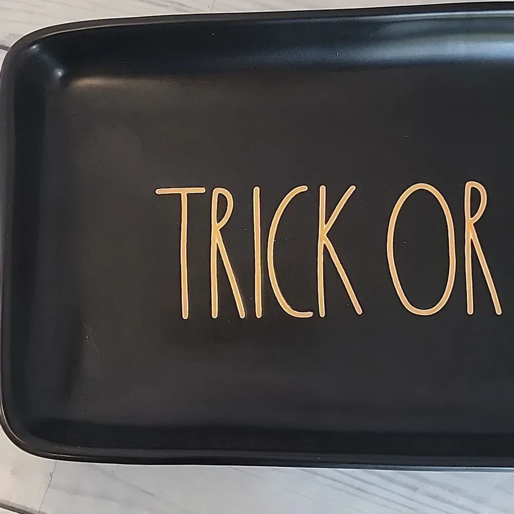 Rae Dunn Black Trick or Treat Serving Tray